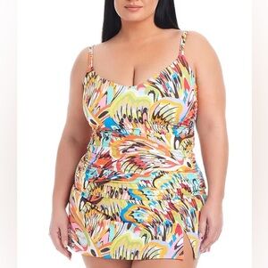 Bleu by Rod Beattie Plus Size Break The Mold Printed Tankini Top 20W NWT